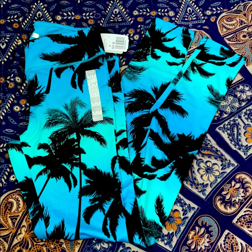 Forever 21 Athletic Leggings Tropical Blue